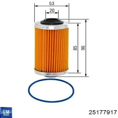 Filtr oleju General Motors 25177917 cena, od 7,44 USD