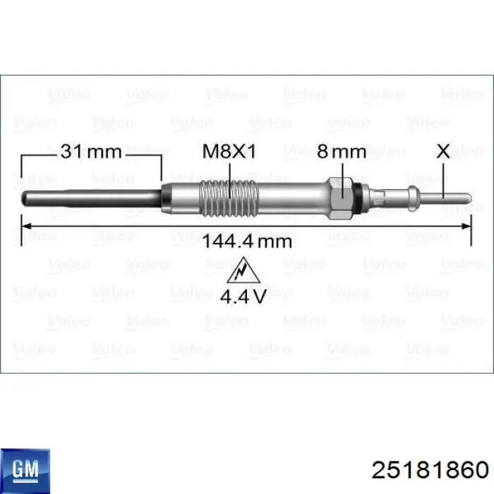 Świeca żarowa General Motors 25181860 cena, od 17,92 USD
