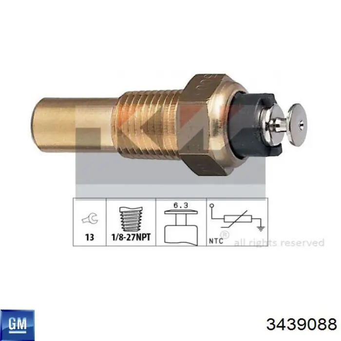 Czujnik temperatury płynu chłodzącego 3439088 General Motors