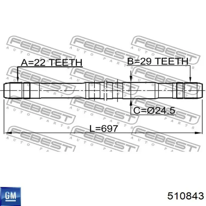 Do koszyka 510843 General Motors Półoś napędowa przednia prawa