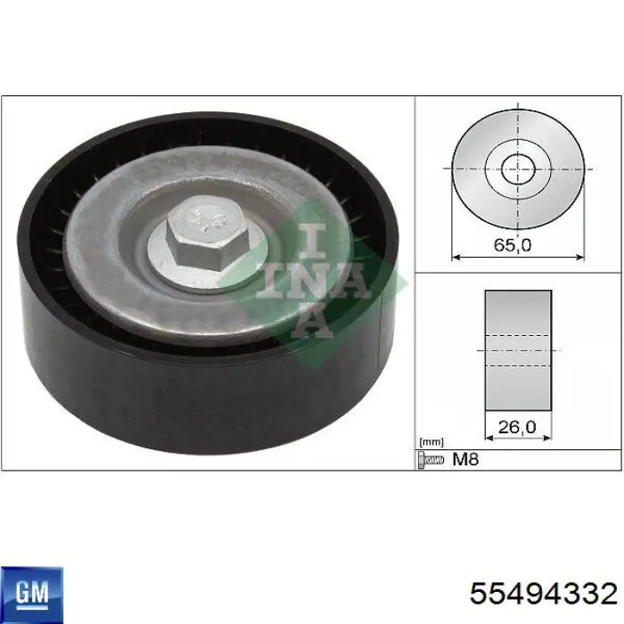 Rolka prowadząca, kierunkowa paska napędowego General Motors 55494332 cena, od 16,66 USD