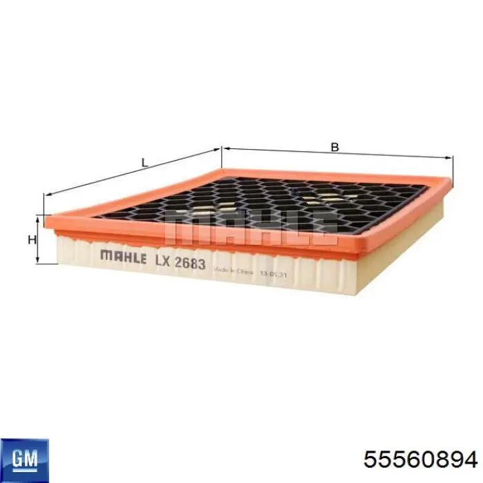 Filtr powietrza General Motors 55560894 cena, od 12,86 USD