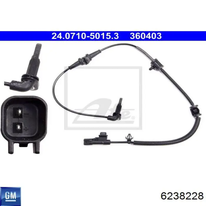 Czujnik ABS przedni General Motors 6238228 cena, od 16,21 USD