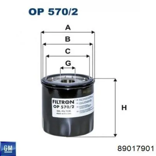 Do koszyka 89017901 General Motors Filtr oleju