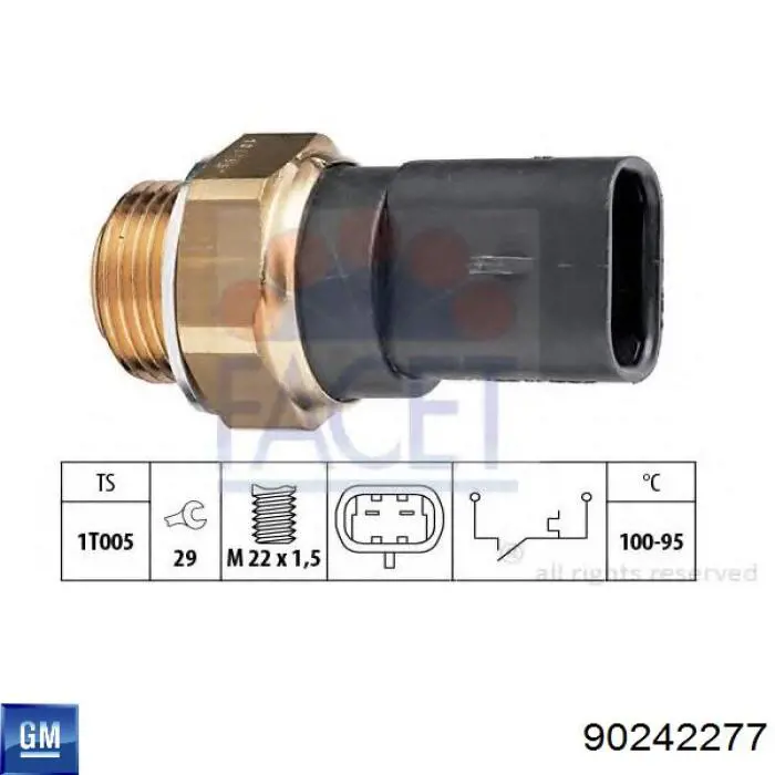 Do koszyka 90242277 General Motors Czujnik temperatury płynu chłodzącego (włączenia wentylatora chłodnicy)