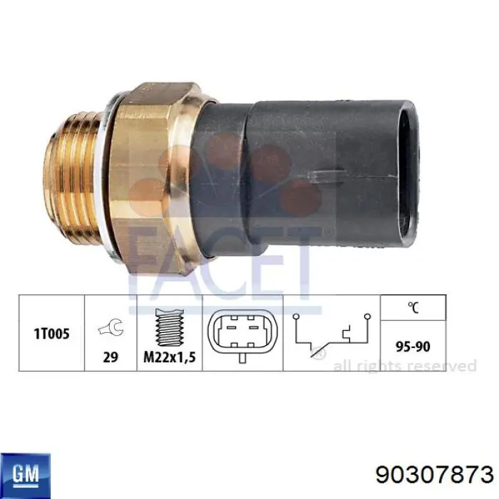 Czujnik temperatury płynu chłodzącego 90307873 General Motors