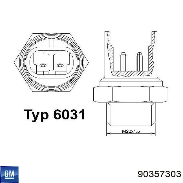 Czujnik temperatury płynu chłodzącego (włączenia wentylatora chłodnicy) 90357303 General Motors