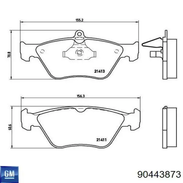 Klocki hamulcowe przednie tarczowe 90443873 General Motors