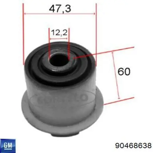 Silentblock przedniego wahacza dolnego General Motors 90468638 cena, od 8,87 USD