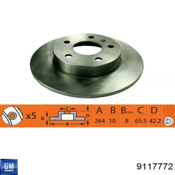 Do koszyka 9117772 General Motors Tarcza hamulcowa tylna