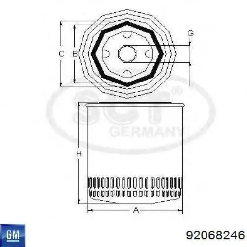 Filtr oleju General Motors 92068246 cena, od 6,61 USD