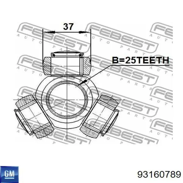 Do koszyka 93160789 General Motors Przegub homokinetyczny wewnętrzny trójramienny