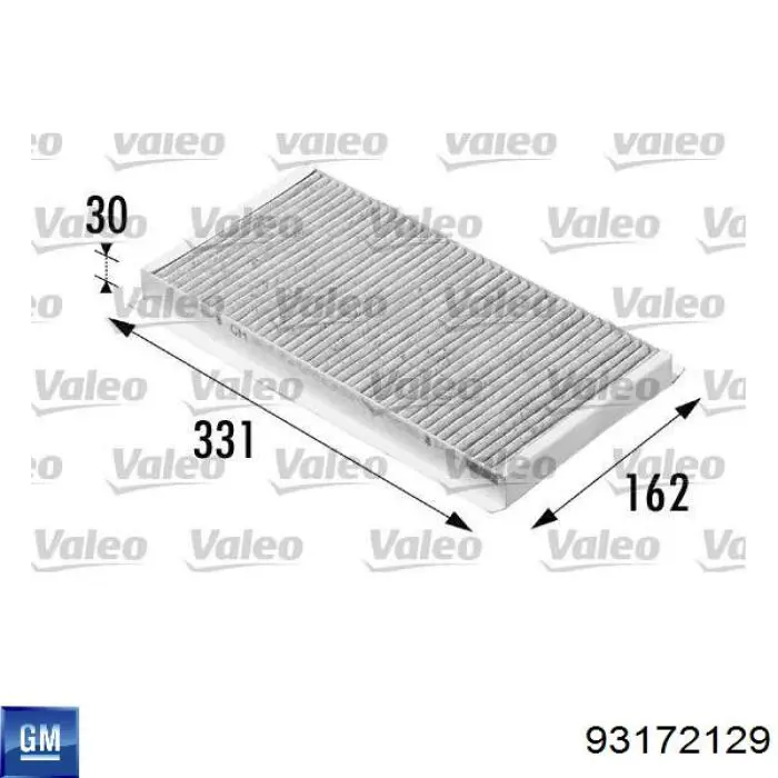 Do koszyka 93172129 General Motors Filtr kabiny