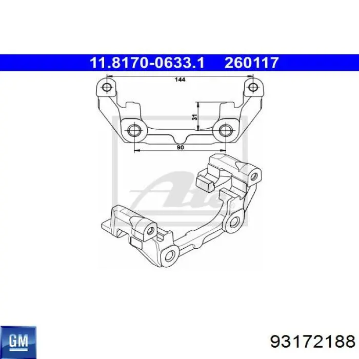 93172188 General Motors Jarzmo zacisku hamulcowego tylnego