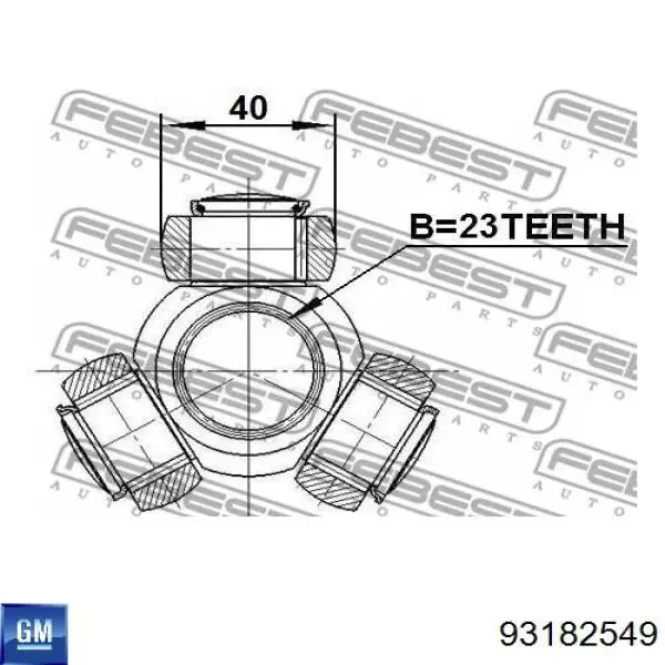 Przegub homokinetyczny przedni wewnętrzny General Motors 93182549 cena, od 116,17 USD