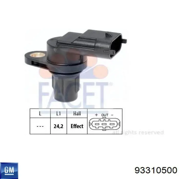 Do koszyka 93310500 General Motors Czujnik położenia wałka rozrządu