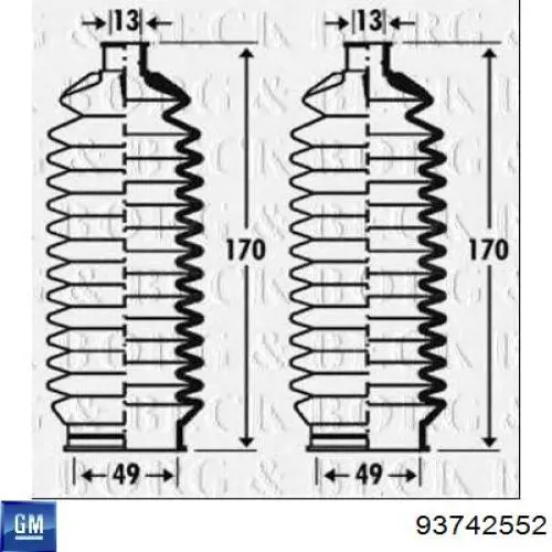 Osłona mechanizmu kierowniczego (maglownicy) General Motors 93742552 cena, od 9,78 USD