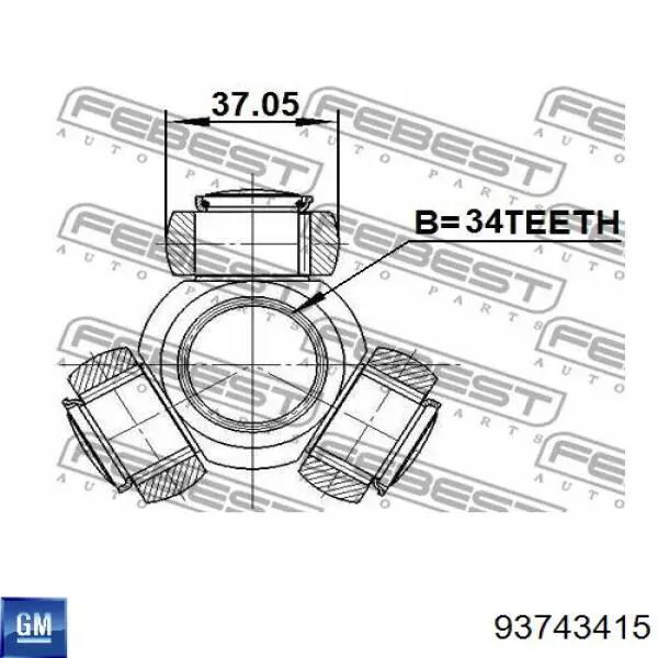 Do koszyka 93743415 General Motors Przegub homokinetyczny wewnętrzny przedni lewy