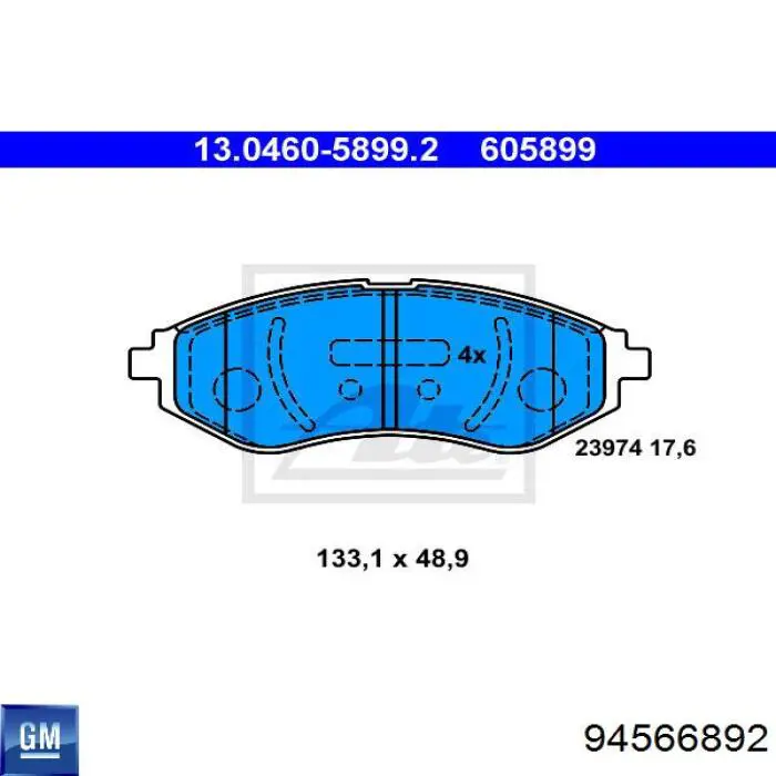 94566892 General Motors klocki hamulcowe przednie tarczowe