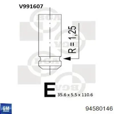 94580146 General Motors zawór dolotowy/ssący