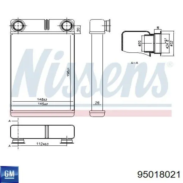 Chłodnica nagrzewnicy (ogrzewacza) General Motors 95018021 cena, od 53,62 USD