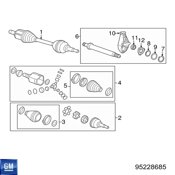 Przegub homokinetyczny wewnętrzny przedni prawy General Motors 95228685 cena, od 64,75 USD