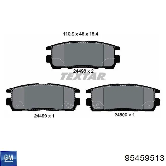 Okładziny (klocki) do hamulców tarczowych tylne General Motors 95459513 cena, od 25,42 USD