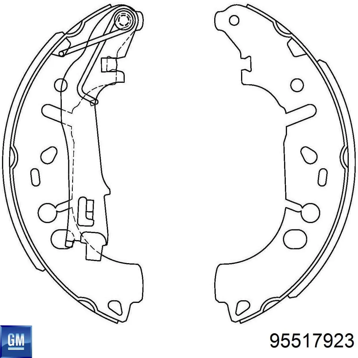 Klocki hamulcowe tylne bębnowe 95517923 General Motors
