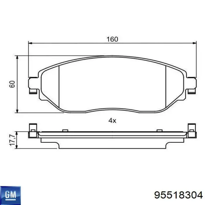 95518304 General Motors Klocki hamulcowe przednie tarczowe