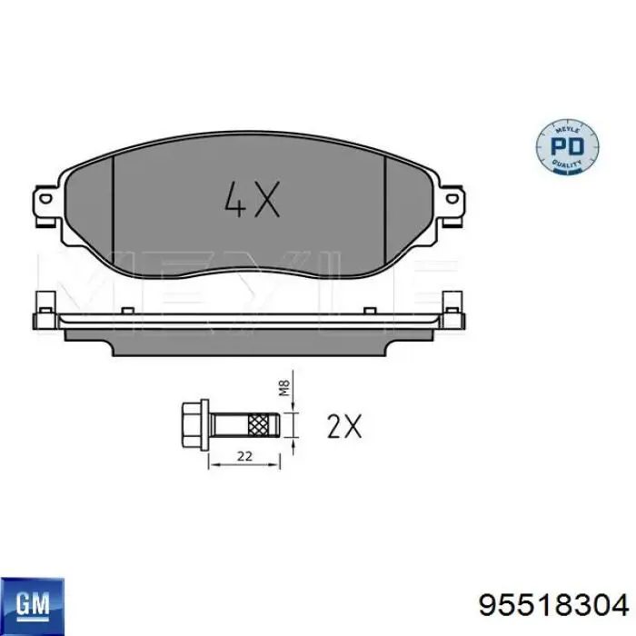 Do koszyka 95518304 General Motors Klocki hamulcowe przednie tarczowe
