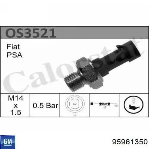 Do koszyka 95961350 General Motors Czujnik ciśnienia oleju