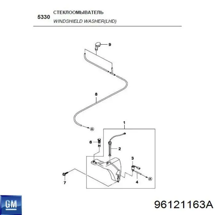 96121163A General Motors Pompka spryskiwacza szyby przedniej