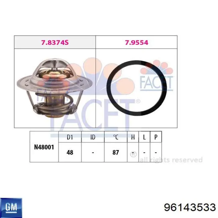 Do koszyka 96143533 General Motors Termostat