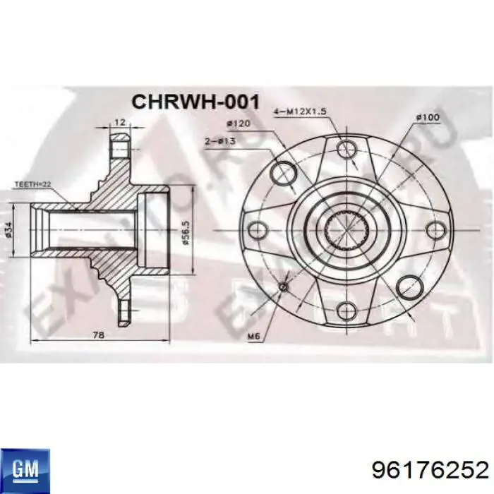 96176252 General Motors Piasta przednia