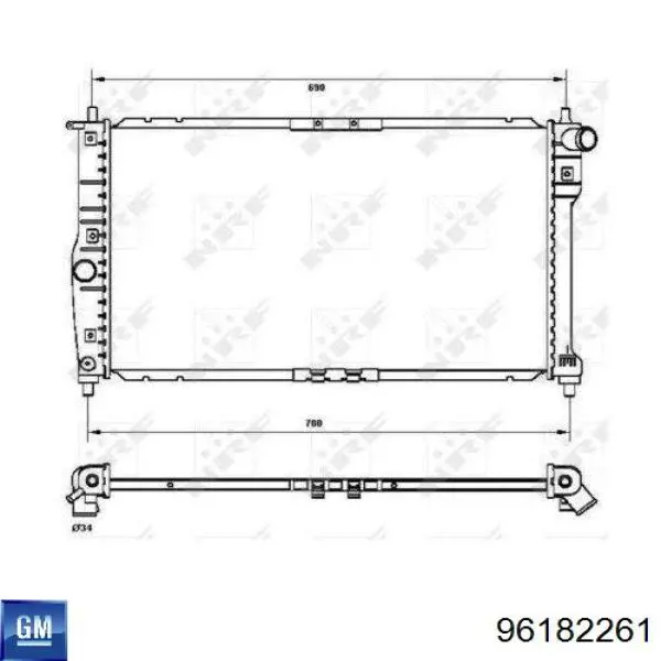 Do koszyka 96182261 General Motors Chłodnica silnika