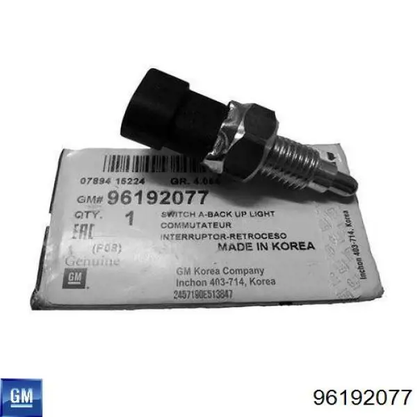 Czujnik włączania światła cofania General Motors 96192077