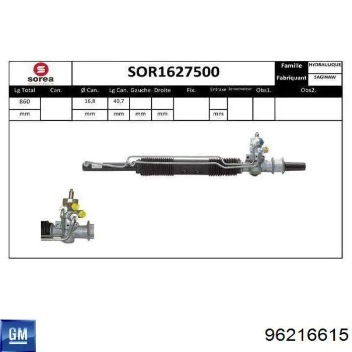 96216615 General Motors Listwa kierownicza (maglownica)