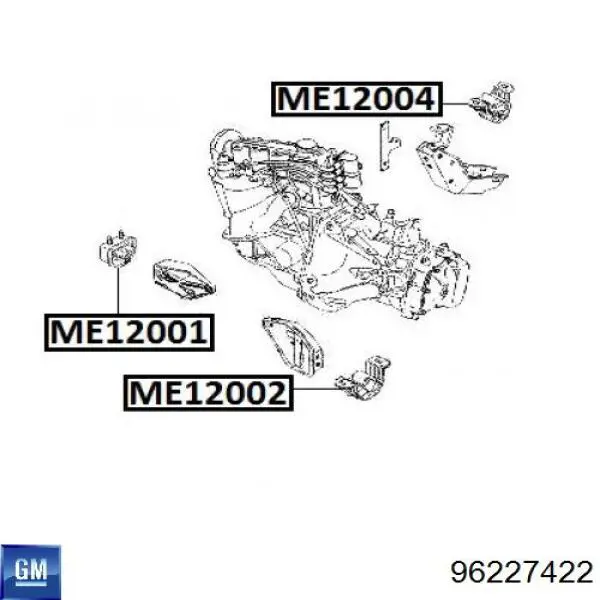Poduszka (podpora) silnika tylna General Motors 96227422 cena, od 15,24 USD