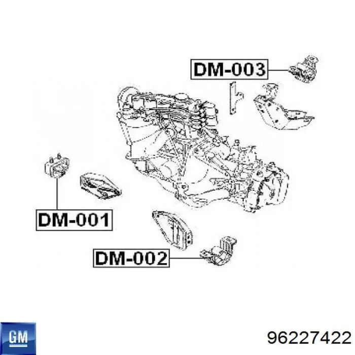 Do koszyka 96227422 General Motors Poduszka (podpora) silnika tylna