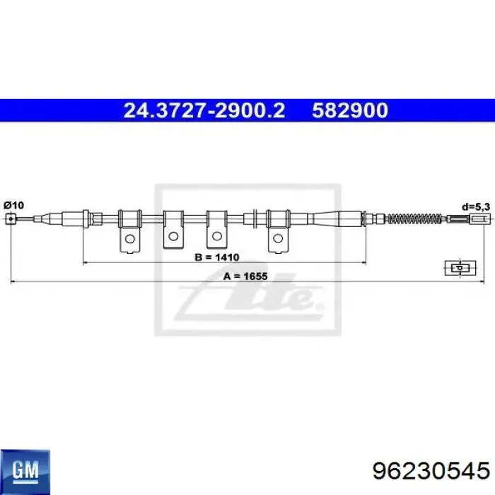 Do koszyka 96230545 General Motors Linka hamulca ręcznego tylna lewa