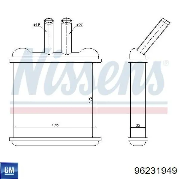 Chłodnica nagrzewnicy (ogrzewacza) General Motors 96231949 cena, od 29,63 USD