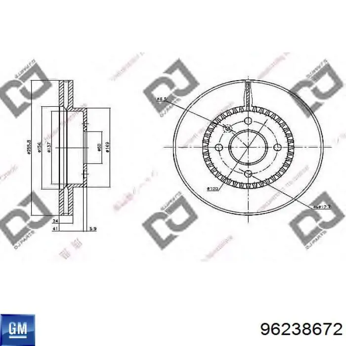 Tarcza hamulcowa przednia General Motors 96238672 cena, od 6,59 USD