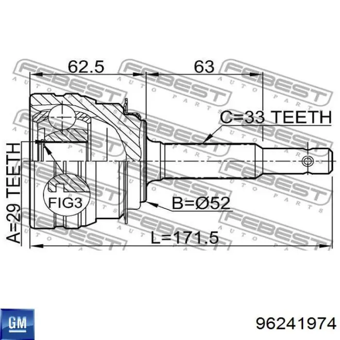 Półoś napędowa przednia prawa Daewoo Nubira I sedana (J10, J15) (1997 - 2001) cena, od 83,69 USD