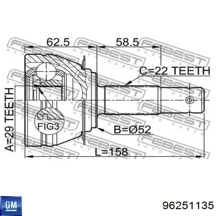 96251135 General Motors Półoś napędowa przednia lewa