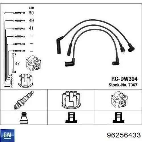 Do koszyka 96256433 General Motors Zestaw przewodów wysokiego napięcia