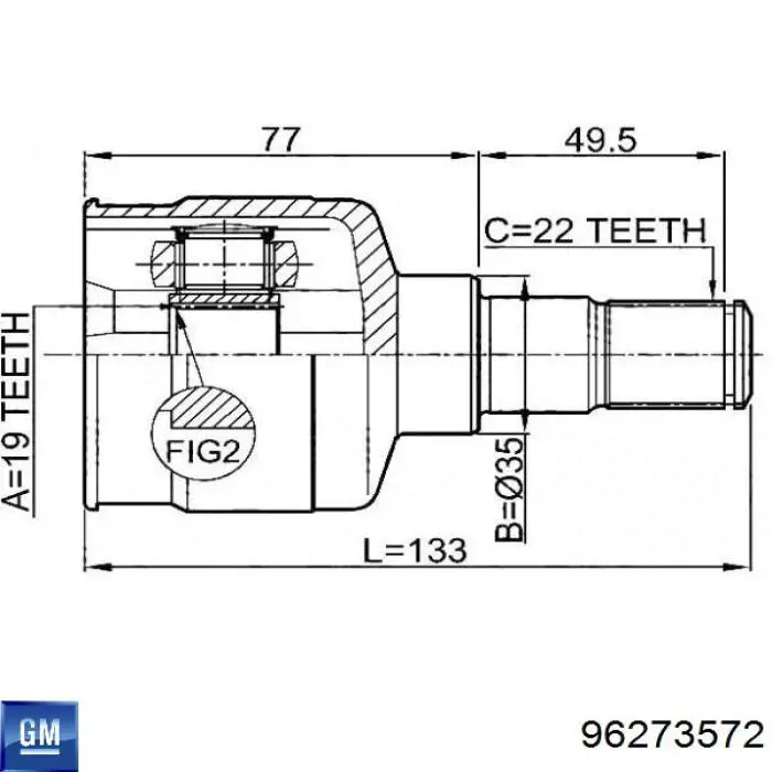 96273572 General Motors Przegub homokinetyczny przedni wewnętrzny
