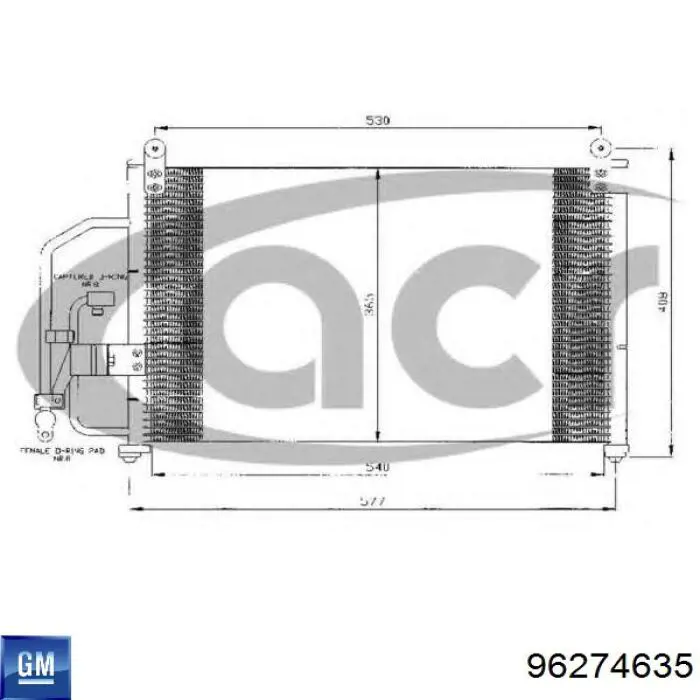 Chłodnica klimatyzacji General Motors 96274635 cena, od 62,99 USD