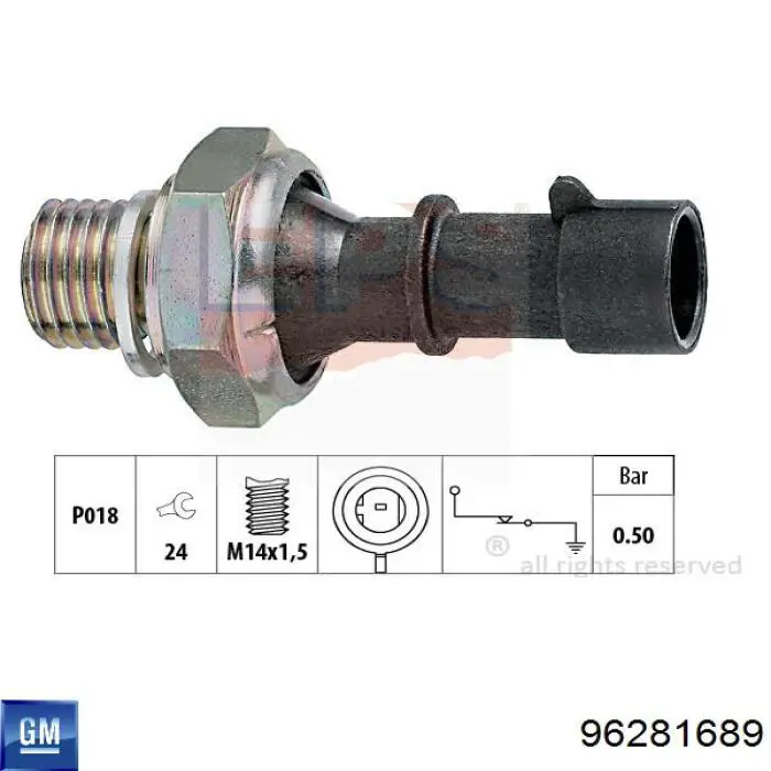 Czujnik ciśnienia oleju 96281689 General Motors