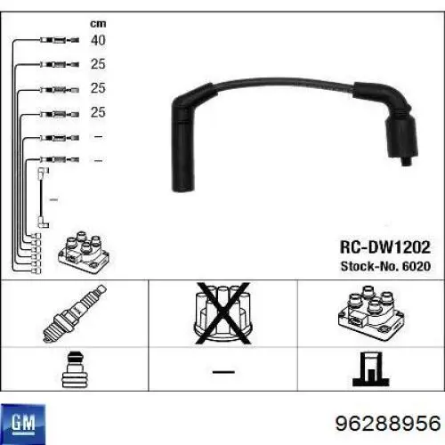 Zestaw przewodów wysokiego napięcia General Motors 96288956 cena, od 20,38 USD