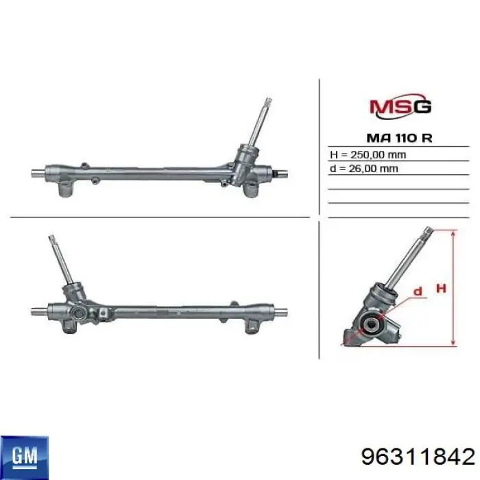96311842 General Motors Listwa kierownicza (maglownica)